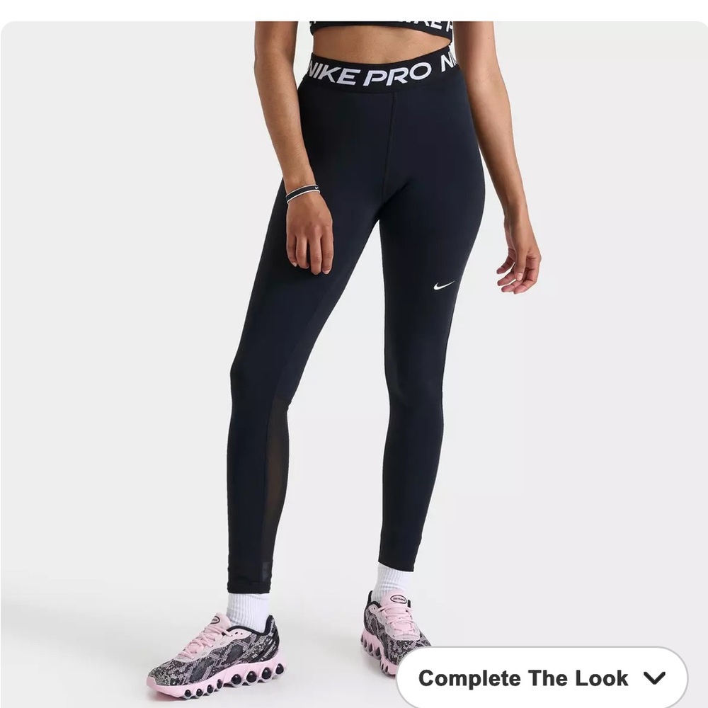 Nike Pro Women's 365 High-Waisted Mesh Panel Black Leggings